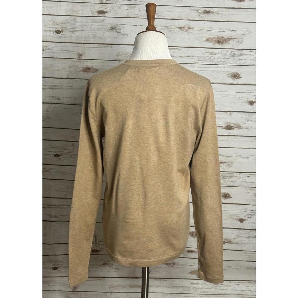 Kenneth Cole Pima light camel cotton V-neck long sleeve sweater Size Small - Picture 4 of 6
